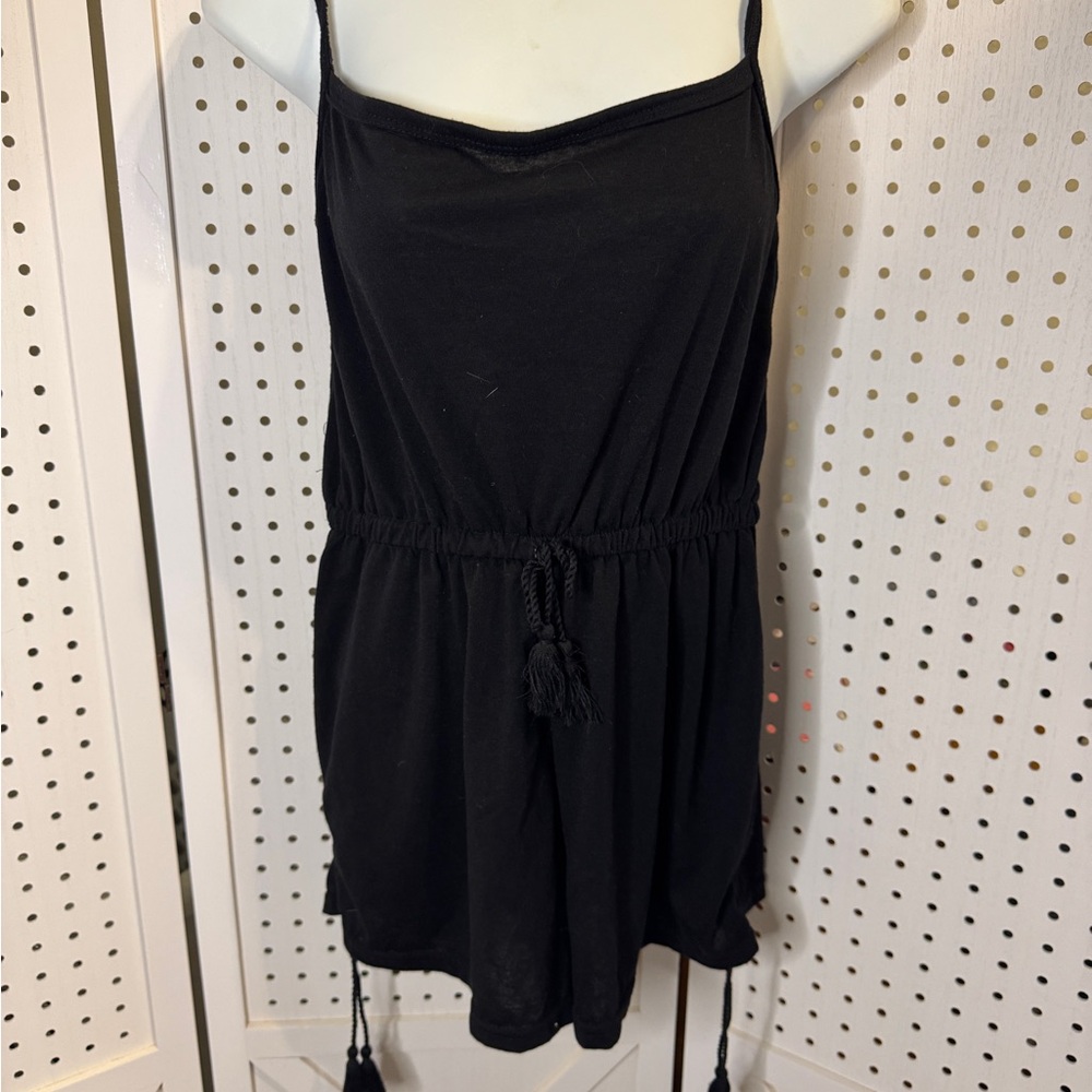 🐿️ Black Tassel-Tie Romper – Size L